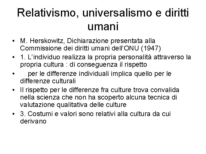 Relativismo, universalismo e diritti umani • M. Herskowitz, Dichiarazione presentata alla Commissione dei diritti