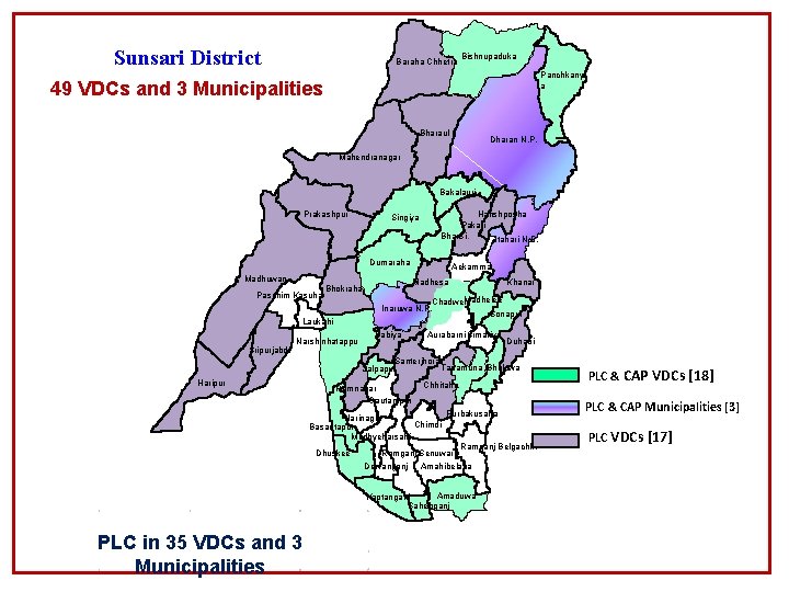 Sunsari District Baraha Chhetra Bishnupaduka Panchkany a 49 VDCs and 3 Municipalities Barahachhetra Bharaul