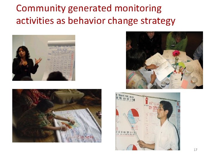 Community generated monitoring activities as behavior change strategy 17 