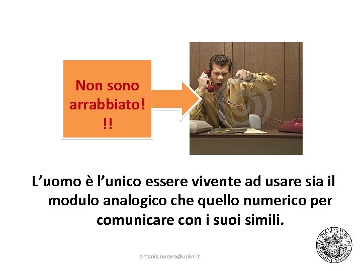 Non sono arrabbiato! !! L’uomo è l’unico essere vivente ad usare sia il modulo