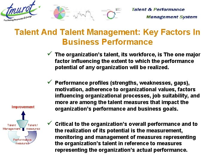 Talent And Talent Management: Key Factors In Business Performance ü The organization’s talent, its