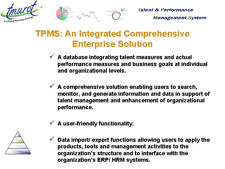 TPMS: An Integrated Comprehensive Enterprise Solution ü A database integrating talent measures and actual