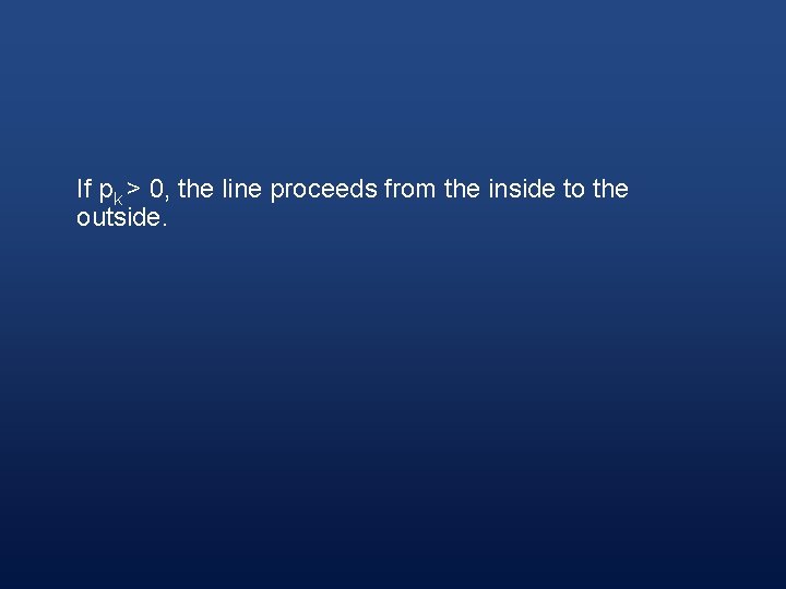 If pk > 0, the line proceeds from the inside to the outside. 