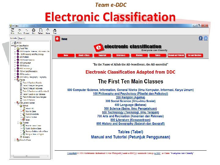 Team e-DDC Electronic Classification Team e-DDC Electronic Classification