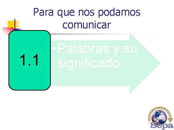 Para que nos podamos comunicar • Palabras y su 1. 1 significado 