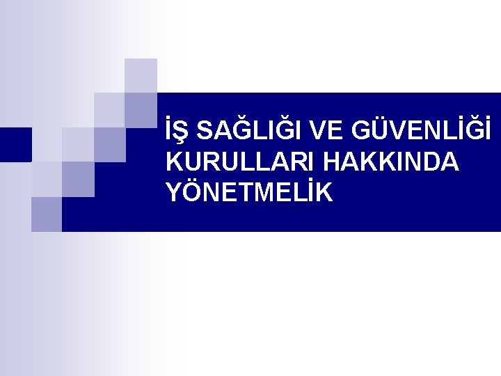 İŞ SAĞLIĞI VE GÜVENLİĞİ KURULLARI HAKKINDA YÖNETMELİK 