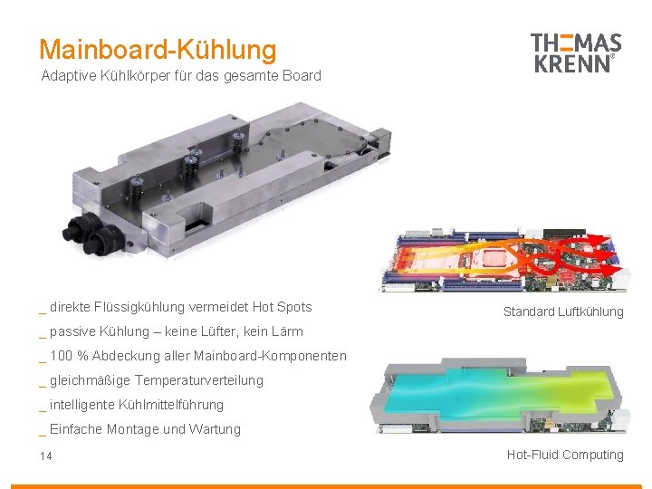 Mainboard-Kühlung Adaptive Kühlkörper für das gesamte Board _ direkte Flüssigkühlung vermeidet Hot Spots Standard