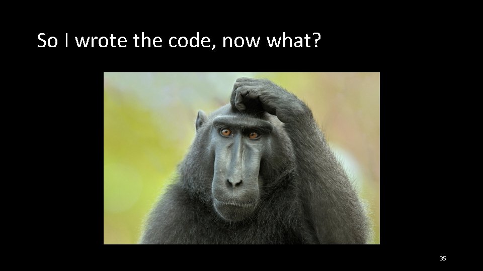 So I wrote the code, now what? 35 
