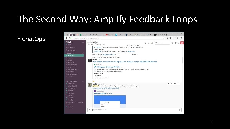 The Second Way: Amplify Feedback Loops • Chat. Ops 52 