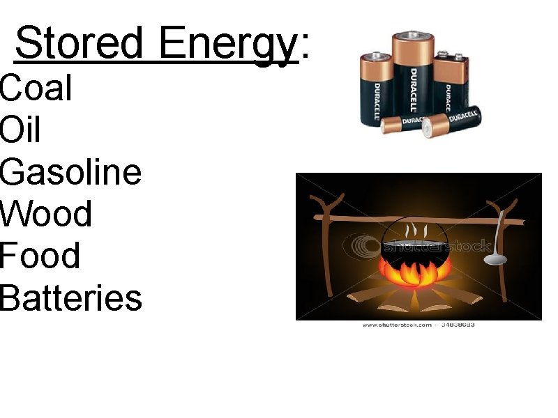 Stored Energy: Coal Oil Gasoline Wood Food Batteries 