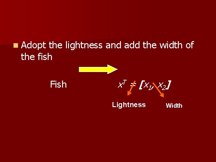 n Adopt the lightness and add the width of the fish Fish x. T