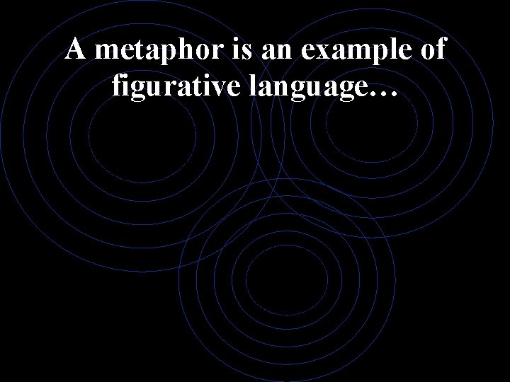 A metaphor is an example of figurative language… 