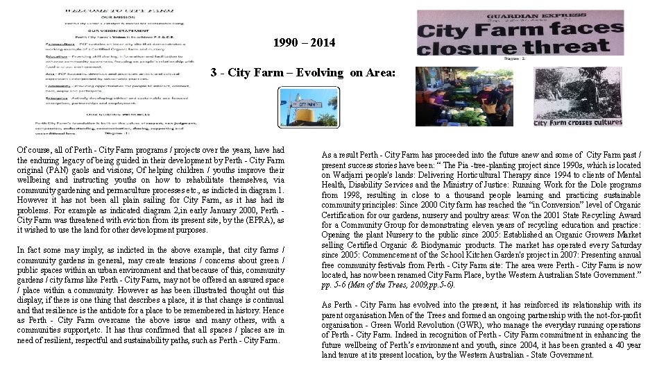 1990 – 2014 3 - City Farm – Evolving on Area: Of course, all