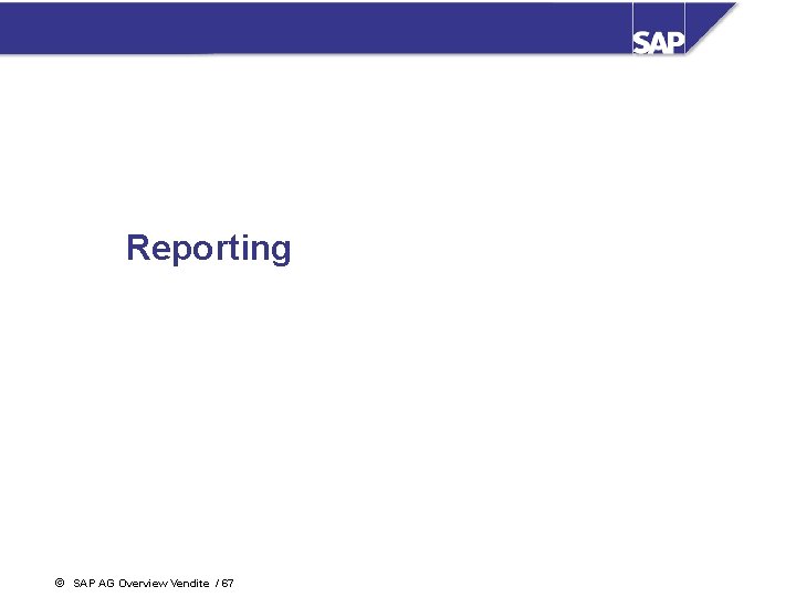 Reporting ã SAP AG Overview Vendite / 67 