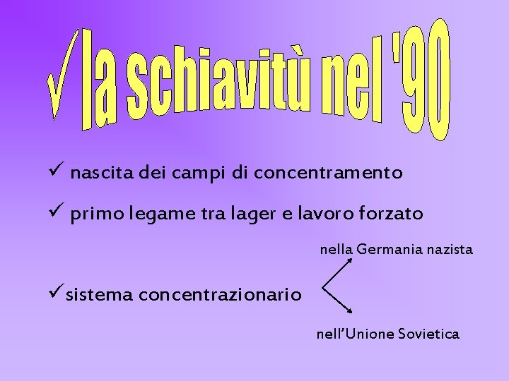 ü nascita dei campi di concentramento ü primo legame tra lager e lavoro forzato