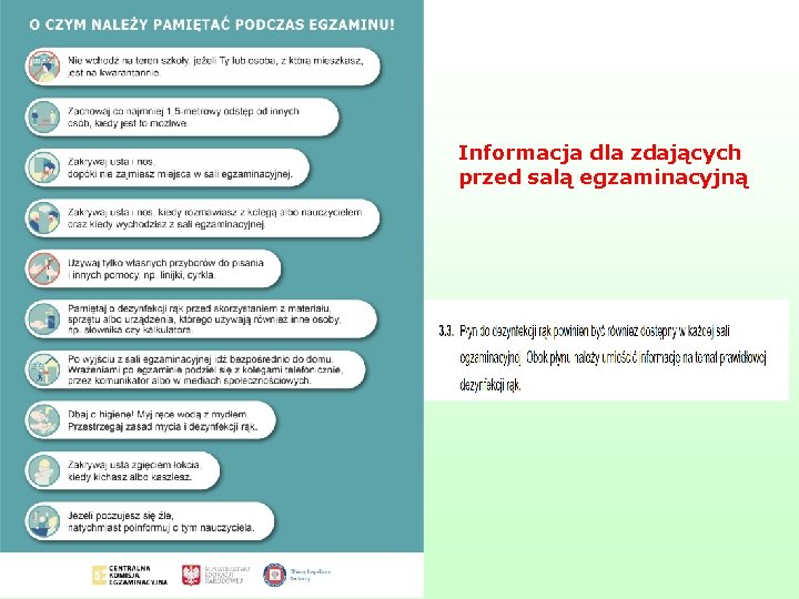 Informacja dla zdających przed salą egzaminacyjną 