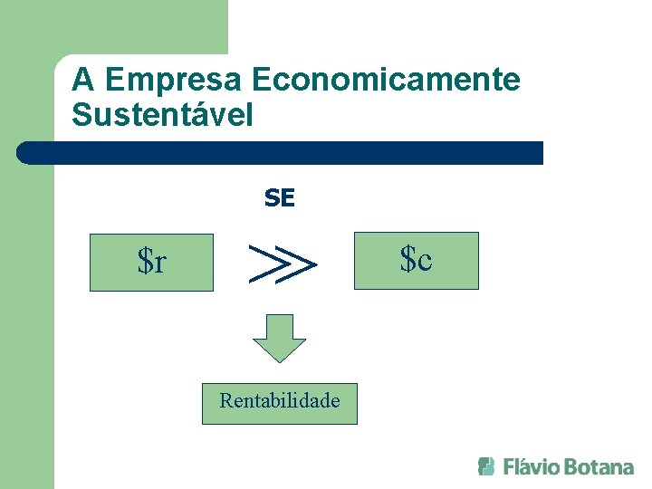 A Empresa Economicamente Sustentável SE $r >> Rentabilidade $c 