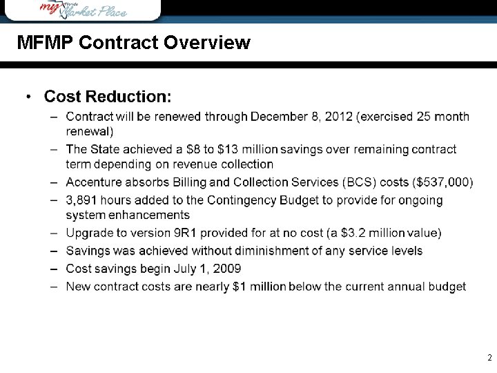 MFMP Contract Overview 2 