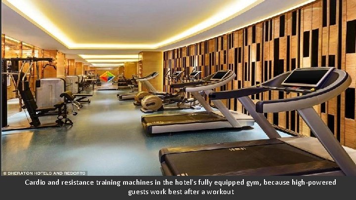 Cardio and resistance training machines in the hotel's fully equipped gym, because high-powered guests