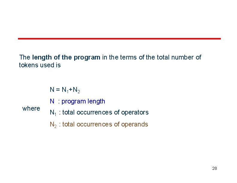 The length of the program in the terms of the total number of tokens
