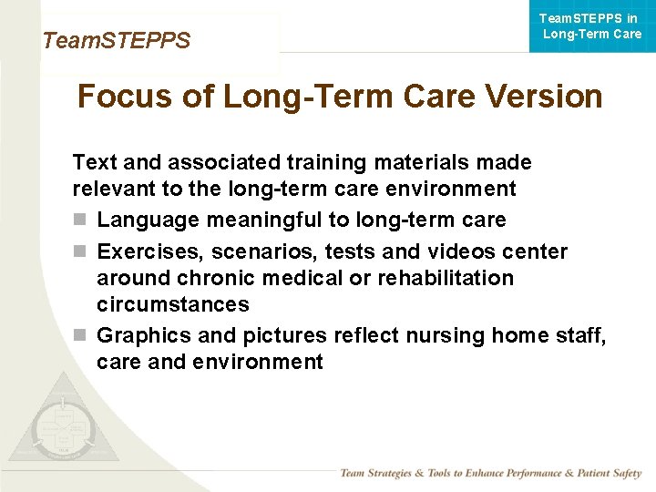 Team. STEPPS in Long-Term Care Team. STEPPS Focus of Long-Term Care Version Text and
