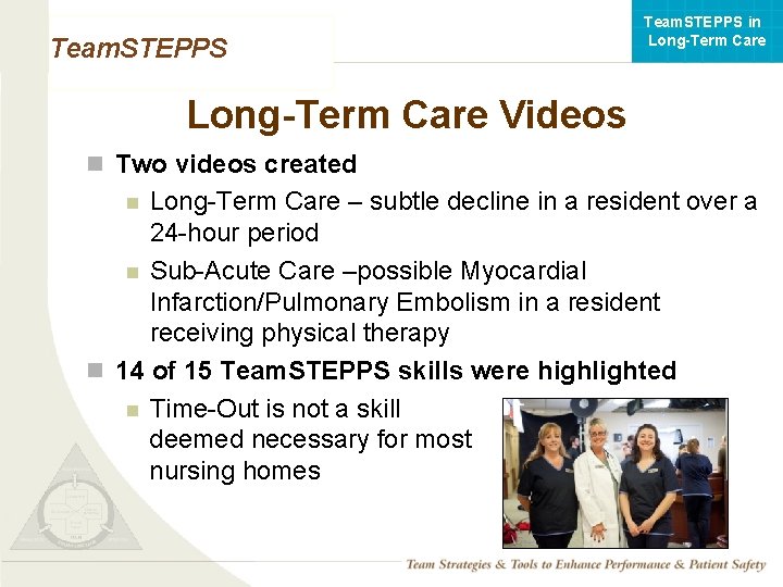 Team. STEPPS in Long-Term Care Team. STEPPS Long-Term Care Videos n Two videos created