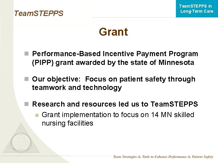 Team. STEPPS in Long-Term Care Team. STEPPS Grant n Performance-Based Incentive Payment Program (PIPP)