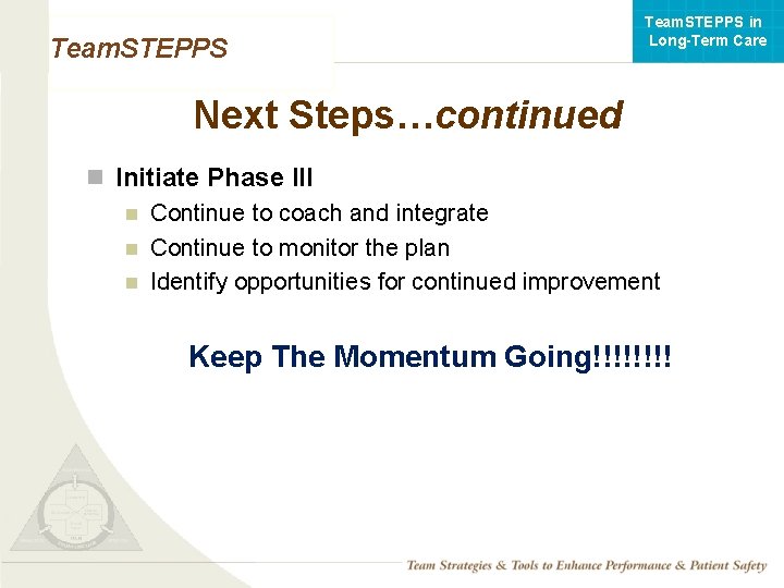 Team. STEPPS in Long-Term Care Team. STEPPS Next Steps…continued n Initiate Phase III n