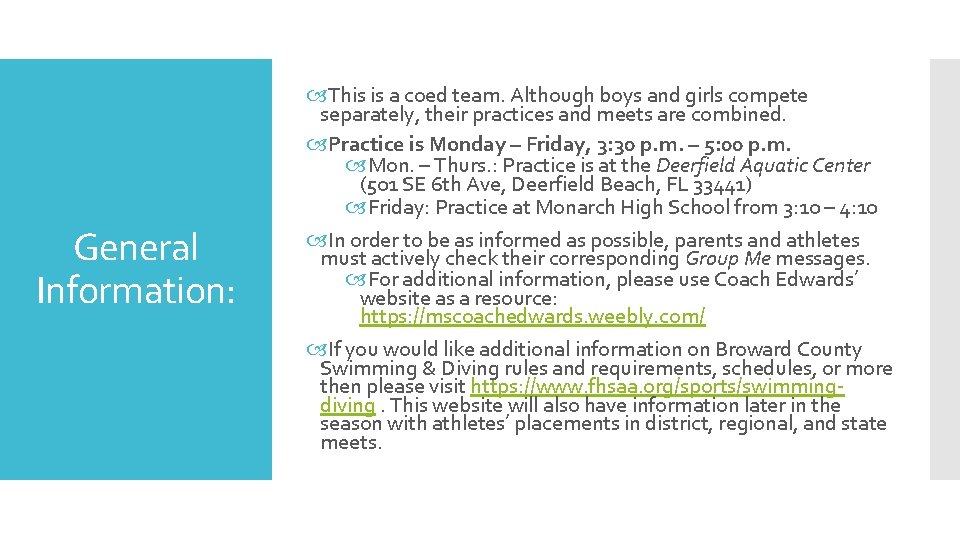 General Information: This is a coed team. Although boys and girls compete separately, their