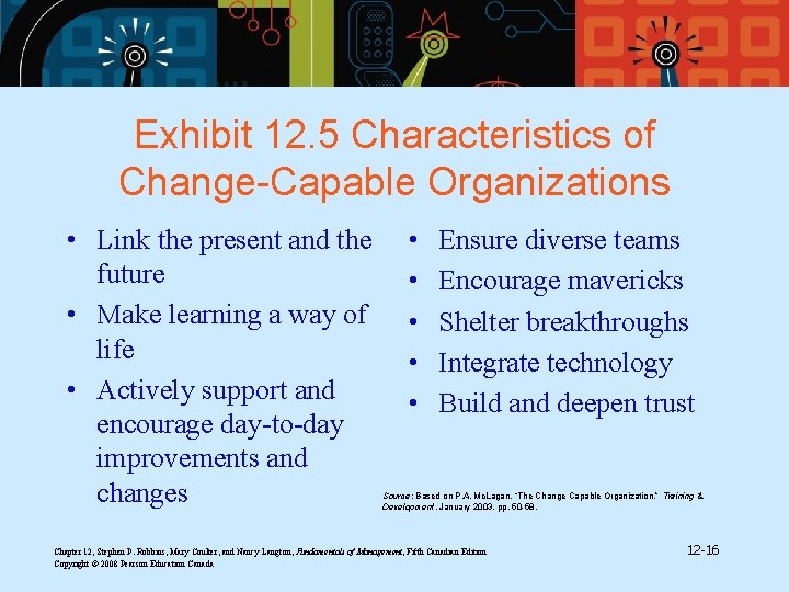 Exhibit 12. 5 Characteristics of Change-Capable Organizations • Link the present and the future