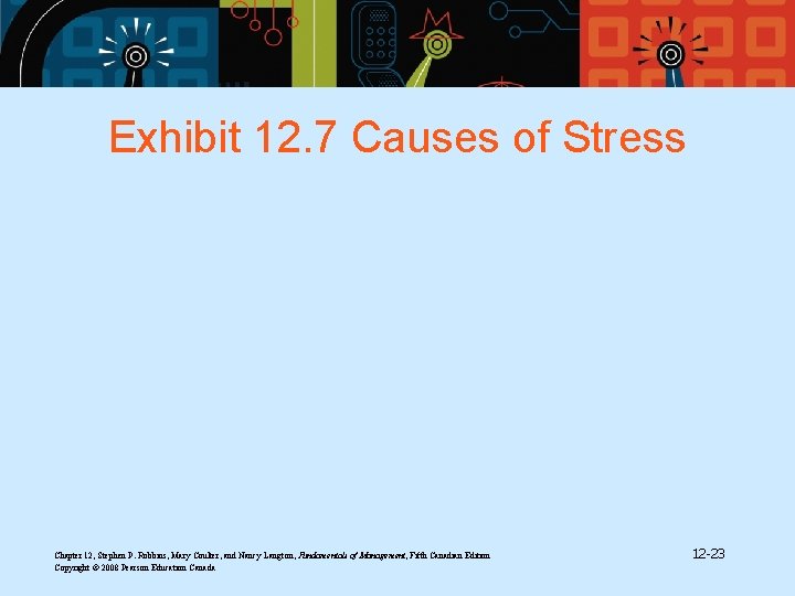 Exhibit 12. 7 Causes of Stress Chapter 12, Stephen P. Robbins, Mary Coulter, and