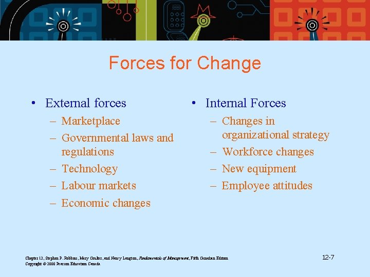 Forces for Change • External forces – Marketplace – Governmental laws and regulations –