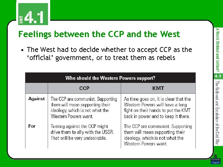 Feelings between the CCP and the West • The West had to decide whether Feelings between the CCP and the West • The West had to decide whether