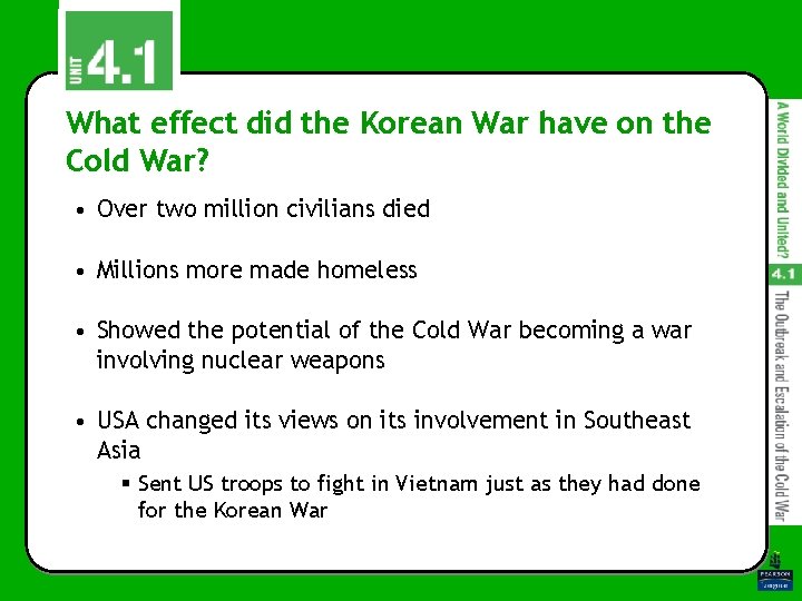 What effect did the Korean War have on the Cold War? • Over two What effect did the Korean War have on the Cold War? • Over two