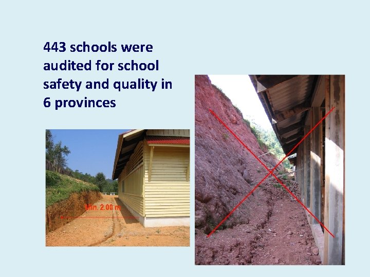 443 schools were audited for school safety and quality in 6 provinces 