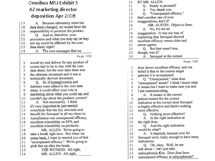 Omnibus MSJ Exhibit 5 AZ marketing director deposition Apr 2008 