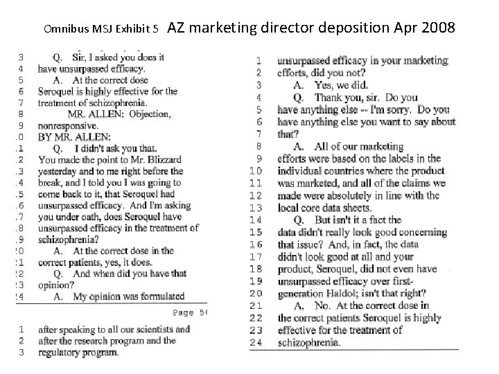 Omnibus MSJ Exhibit 5 AZ marketing director deposition Apr 2008 