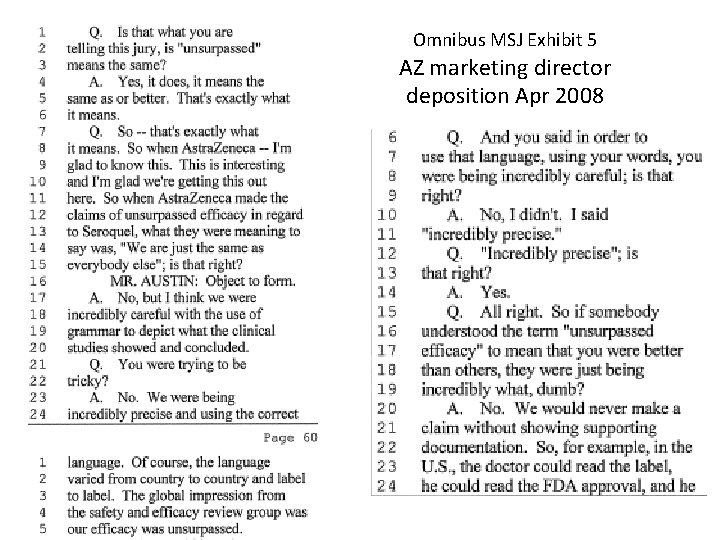 Omnibus MSJ Exhibit 5 AZ marketing director deposition Apr 2008 