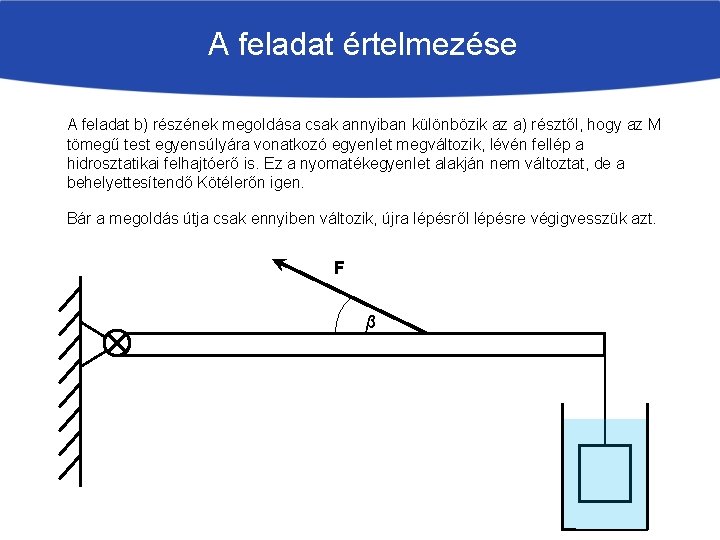 A feladat értelmezése A feladat b) részének megoldása csak annyiban különbözik az a) résztől,