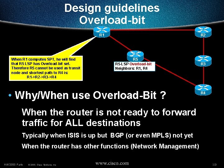 Design guidelines Overload-bit R 1 When R 1 computes SPT, he will find that