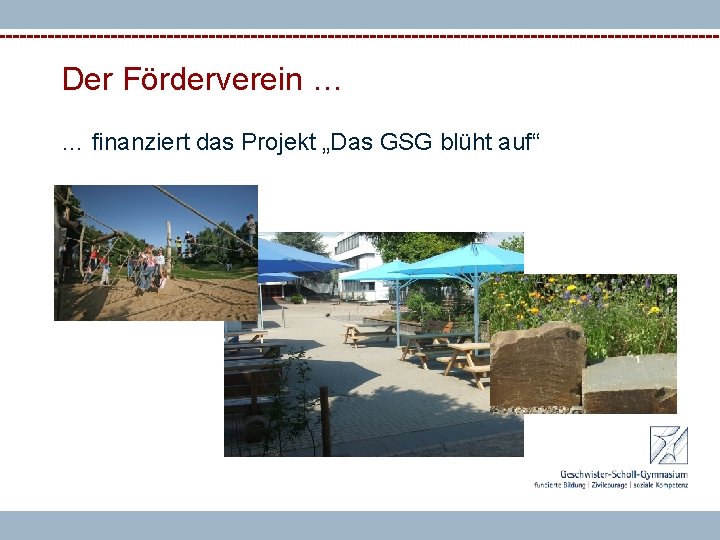 Der Förderverein … … finanziert das Projekt „Das GSG blüht auf“ 