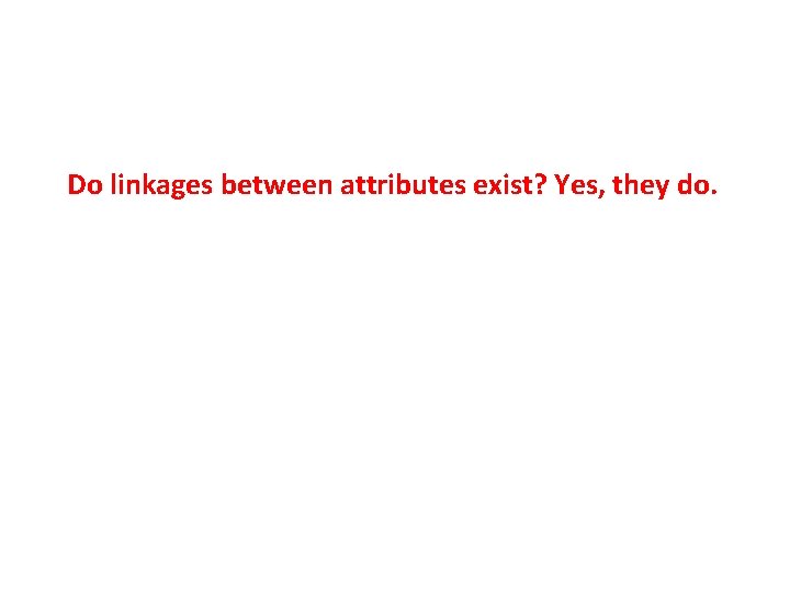 Do linkages between attributes exist? Yes, they do. Do linkages between attributes exist? Yes, they do.