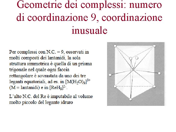 Geometrie dei complessi: numero di coordinazione 9, coordinazione inusuale 