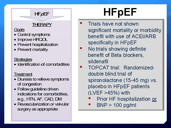 HFp. EF • • • Trials have not shown significant mortality or morbidity