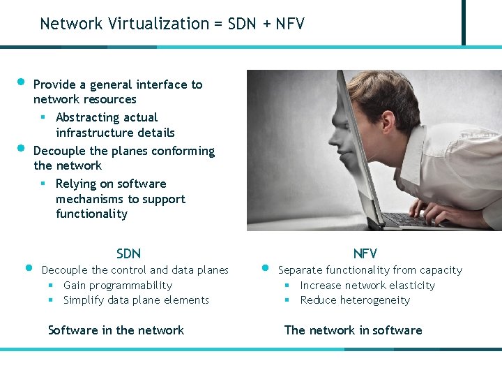 Network Virtualization = SDN + NFV • Provide a general interface to • network