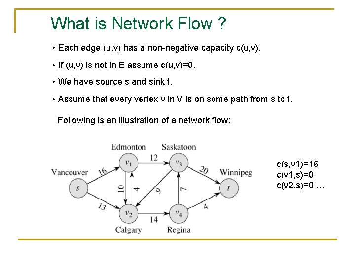 What is Network Flow ? • Each edge (u, v) has a non-negative capacity