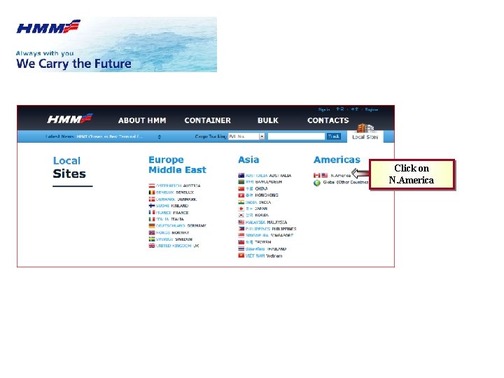 Click on N. America Click on N. America