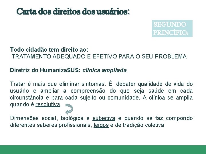 Carta dos direitos dos usuários: SEGUNDO PRINCÍPIO: Todo cidadão tem direito ao: TRATAMENTO ADEQUADO