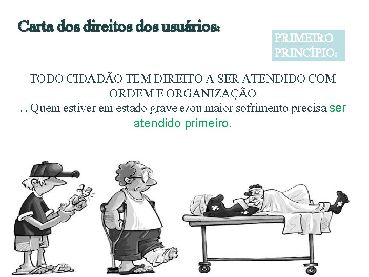 Carta dos direitos dos usuários: PRIMEIRO PRINCÍPIO: TODO CIDADÃO TEM DIREITO A SER ATENDIDO