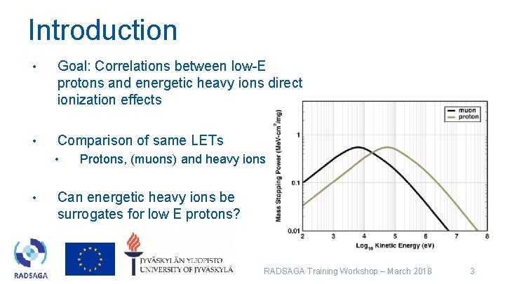 Introduction • Goal: Correlations between low-E protons and energetic heavy ions direct ionization effects